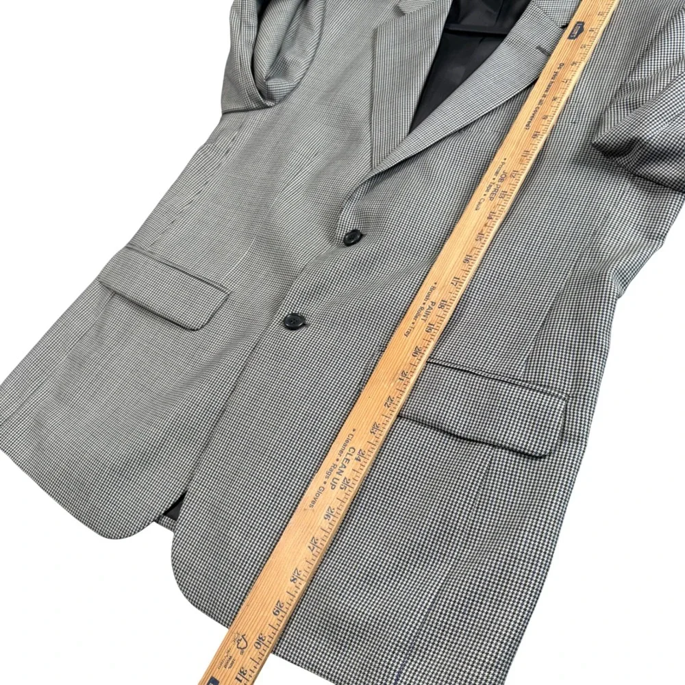 Vintage Stafford Blazer Mens 43R Grey Houndstooth Worsted Wool‎ Blend Sport Coat
